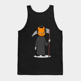 Cat Grim Reaper Halloween Shirt Tank Top